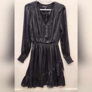 Banana Republic Satin Dress with Ruffle Hem, Black, Size US 6